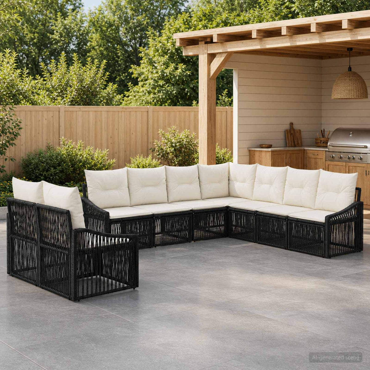 Tuinbankenset 9 pcs Zwart poly rattan is nu te koop bij PeponiXL, paradijselijk wonen!