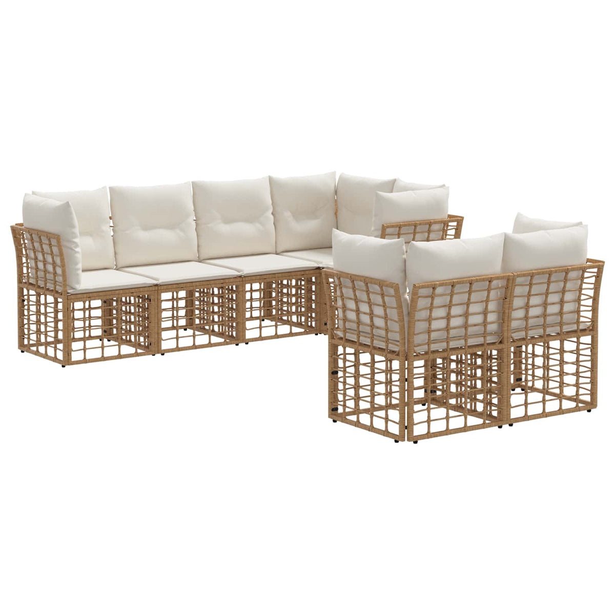 Buiten bankenset met kussen 7 pcs Naturel Polyester is nu te koop bij PeponiXL, paradijselijk wonen!