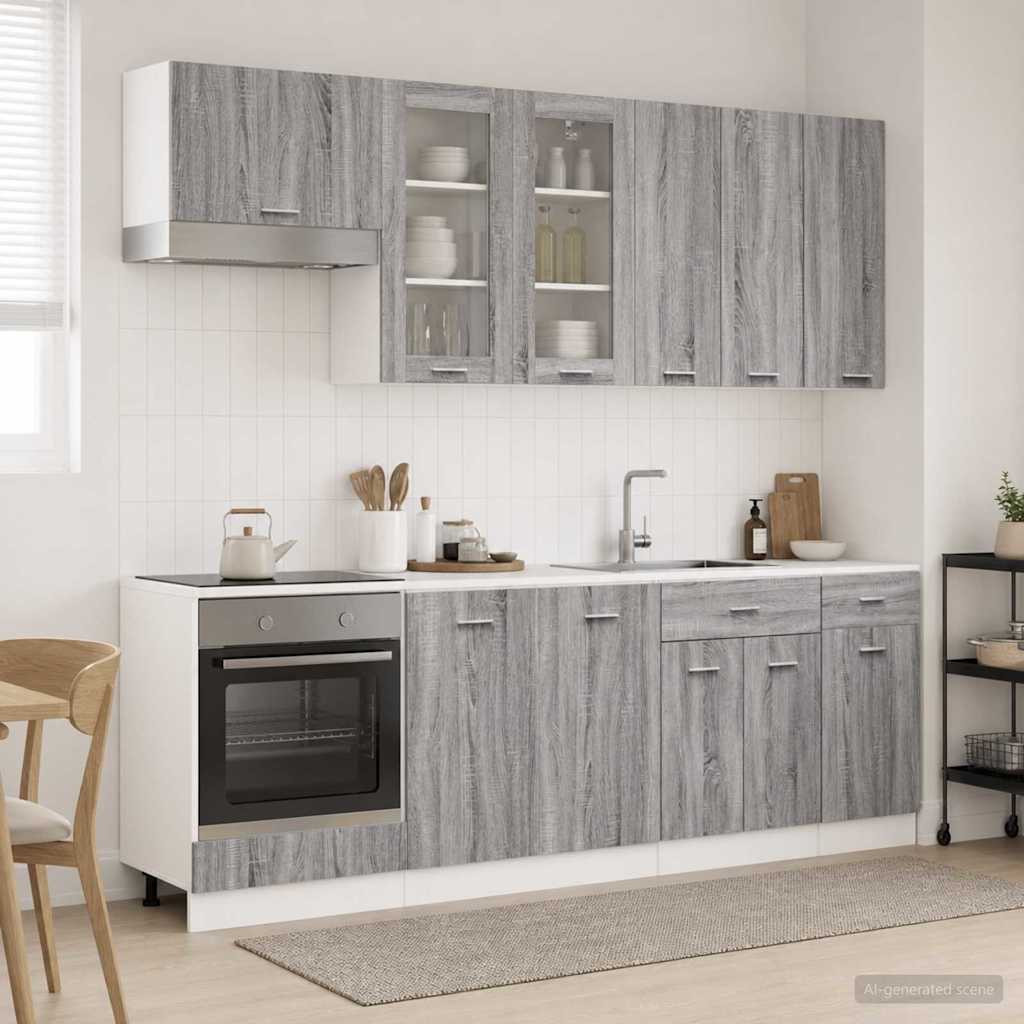 Keukenblok LYON 8 st Grijs Sonoma Bewerkt hout is nu te koop bij PeponiXL, paradijselijk wonen!