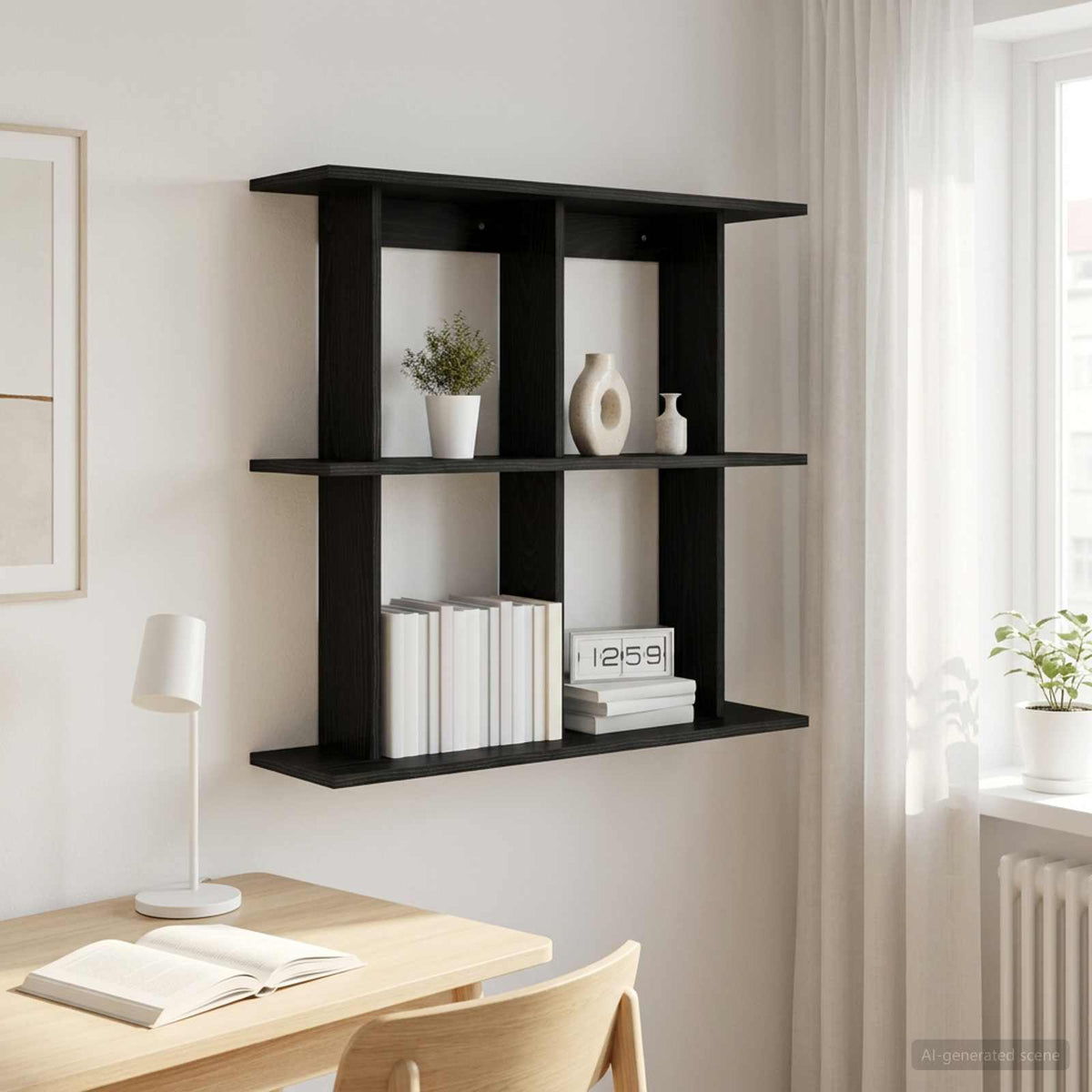 Wandplank Muurmontage Zwart eiken 80 x 20 x 75 cm Bewerkt hout is nu te koop bij PeponiXL, paradijselijk wonen!