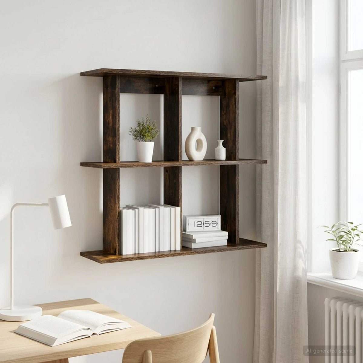 Wandplank Muurmontage Gerookt eiken 100 x 20 x 75 cm is nu te koop bij PeponiXL, paradijselijk wonen!