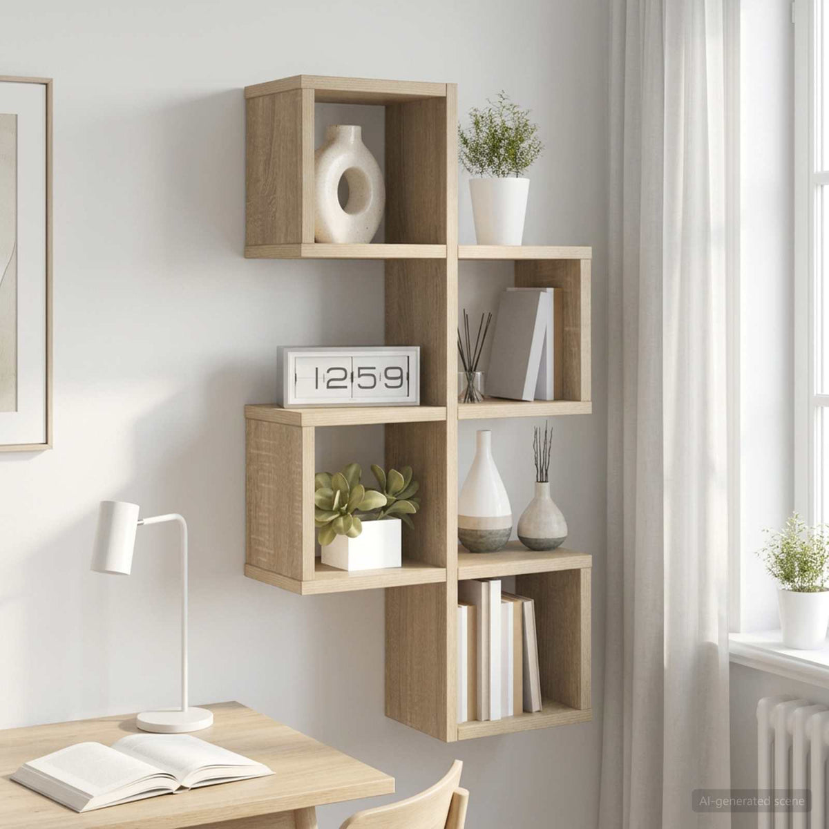Wandplank Muurmontage Sonoma Eiken 39 x 15 x 76 cm Bewerkt hout is nu te koop bij PeponiXL, paradijselijk wonen!