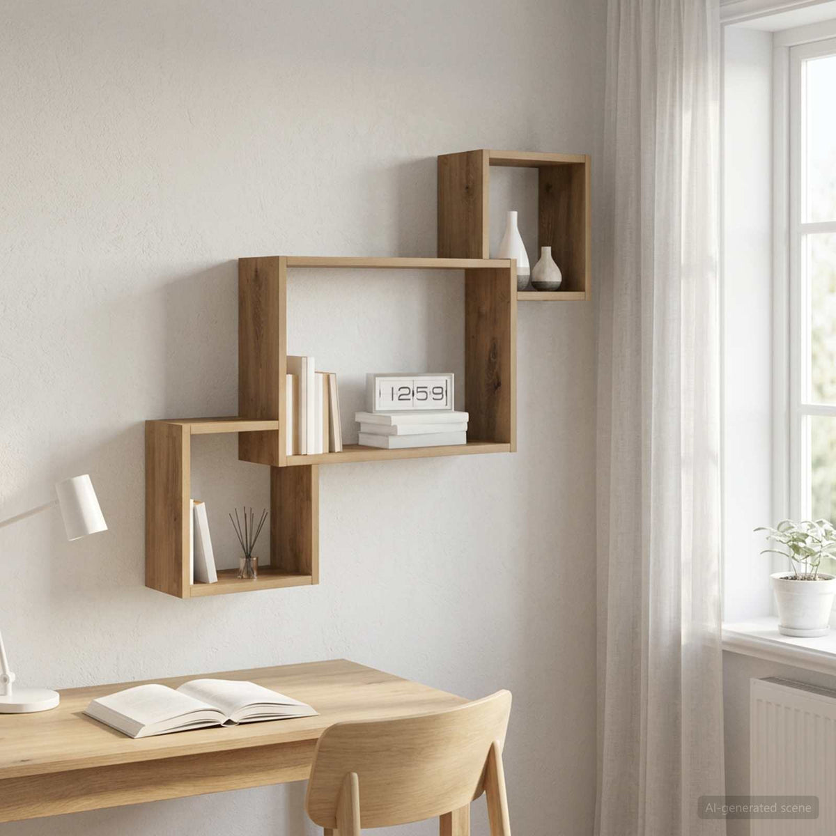 Wandplank Muurmontage Artisanaal eiken 91,5 x 15 x 76 cm is nu te koop bij PeponiXL, paradijselijk wonen!