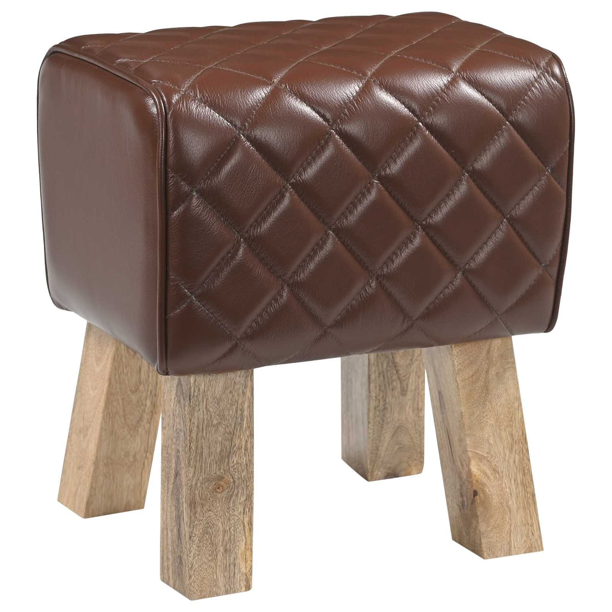 Bank 40 x 30 x 45 cm Echt Leer Bruine diamant is nu te koop bij PeponiXL, paradijselijk wonen!