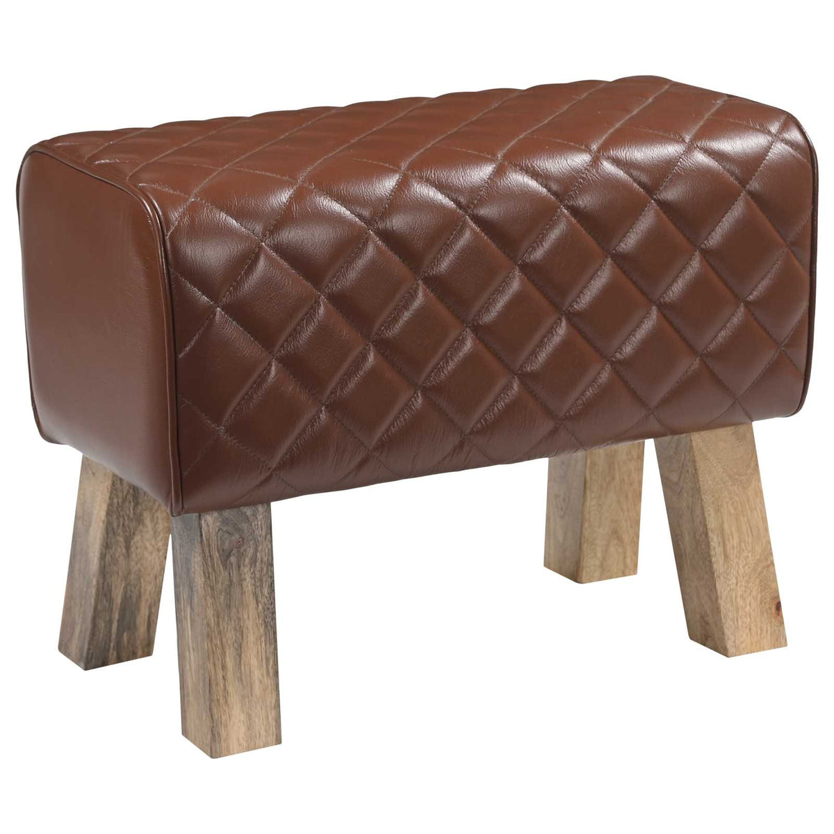 Bank 60 x 30 x 45 cm Echt Leer Bruine diamant is nu te koop bij PeponiXL, paradijselijk wonen!