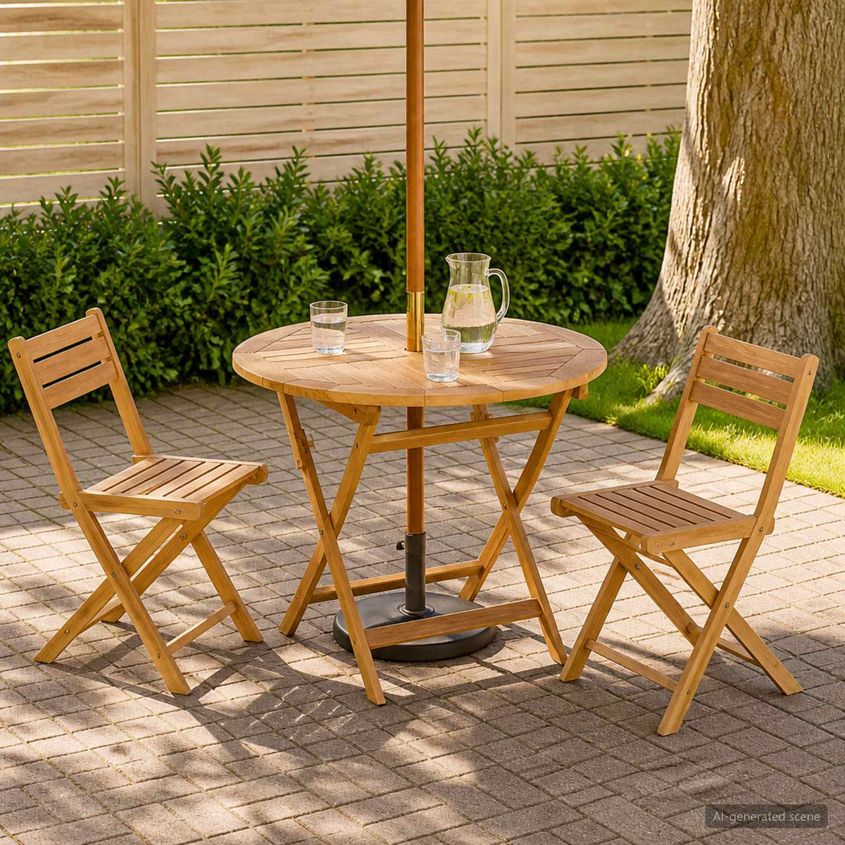 Vouw Tuin Tafel Naturel Ø 90 x 75 cm Massief Teakhout is nu te koop bij PeponiXL, paradijselijk wonen!
