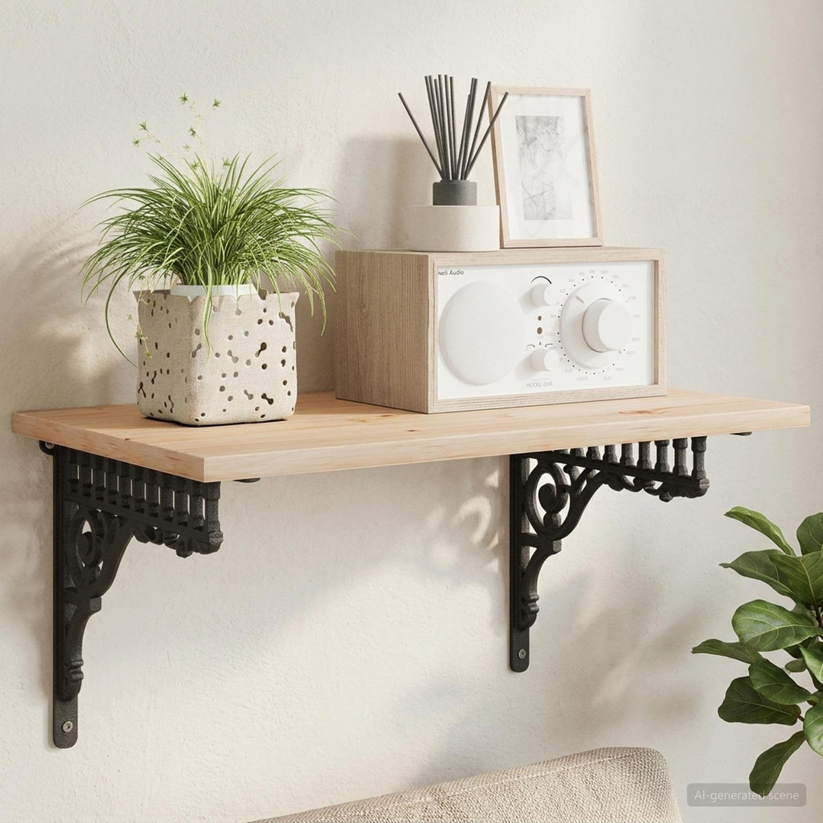 Wandplank Beugels 12 st Zwart 27,5 x 23 x 4 cm Staal is nu te koop bij PeponiXL, paradijselijk wonen!