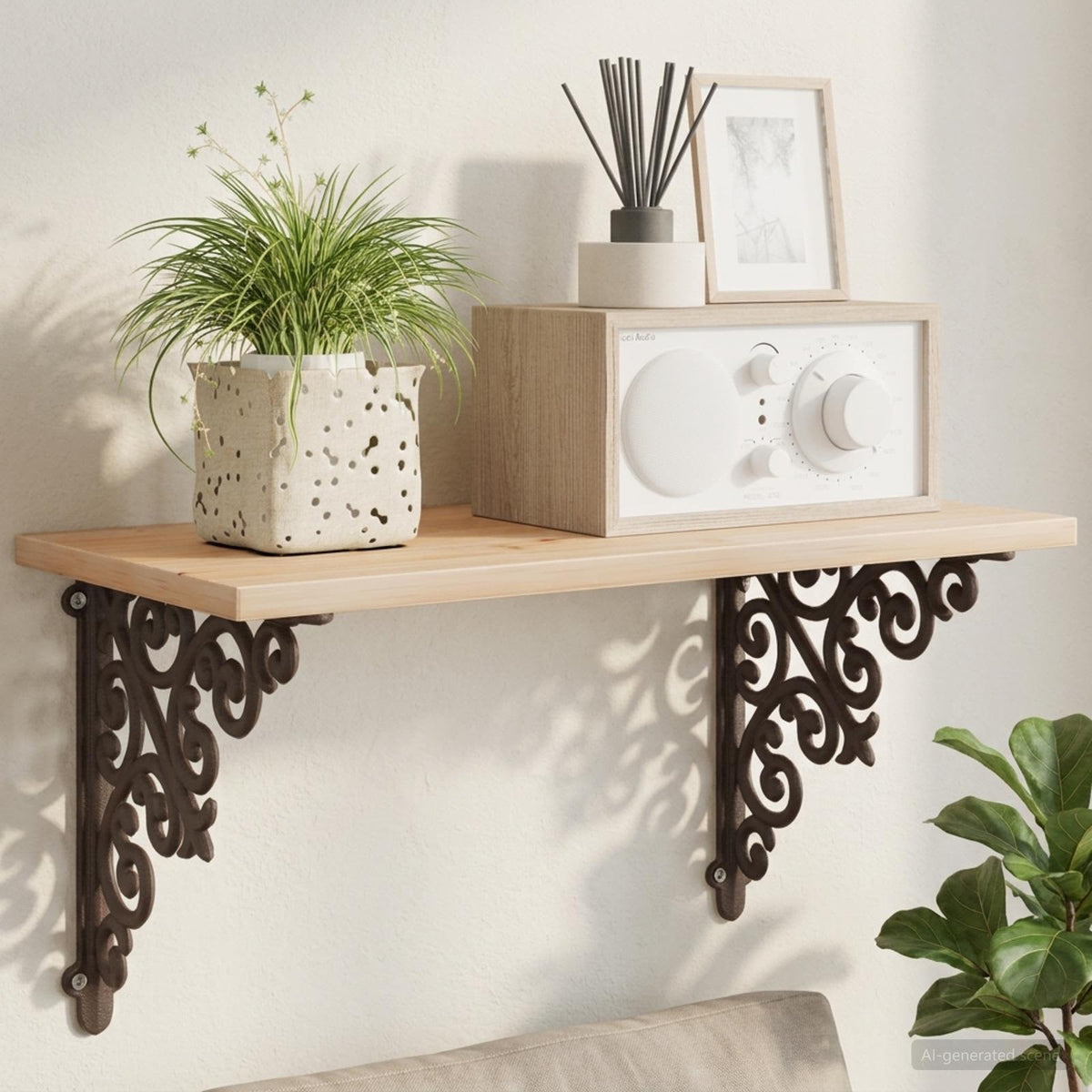 Wandplank Beugels 2 st Antiek Bruin 9,5 x 9,5 x 3 cm Staal is nu te koop bij PeponiXL, paradijselijk wonen!
