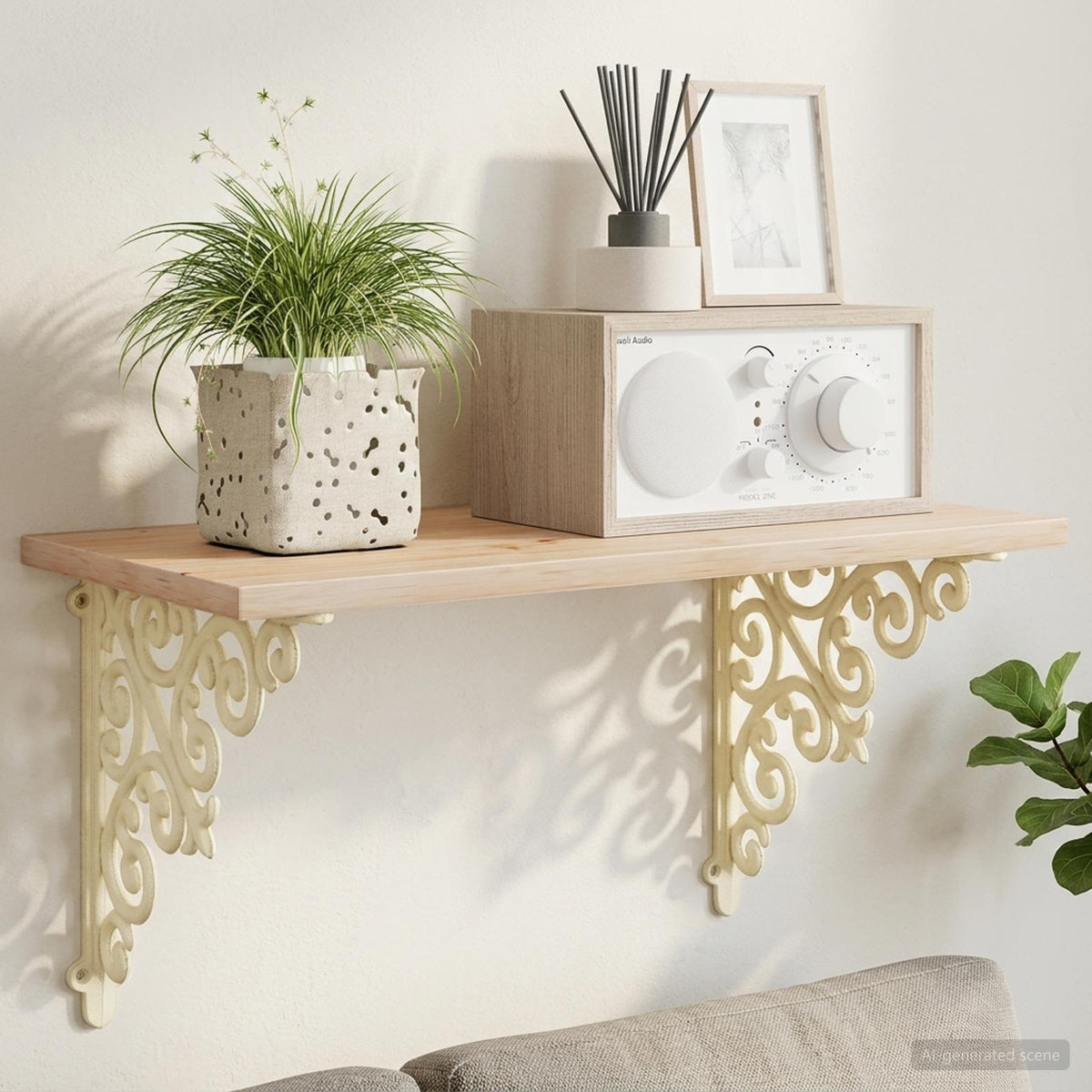 Wandplank Beugels 2 st Antiek wit 24 x 24 x 3,5 cm Staal is nu te koop bij PeponiXL, paradijselijk wonen!