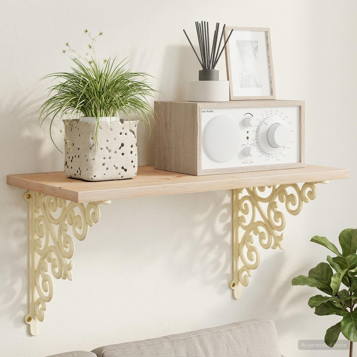 Wandplank Beugels 12 st Antiek wit 24 x 24 x 3,5 cm Staal is nu te koop bij PeponiXL, paradijselijk wonen!