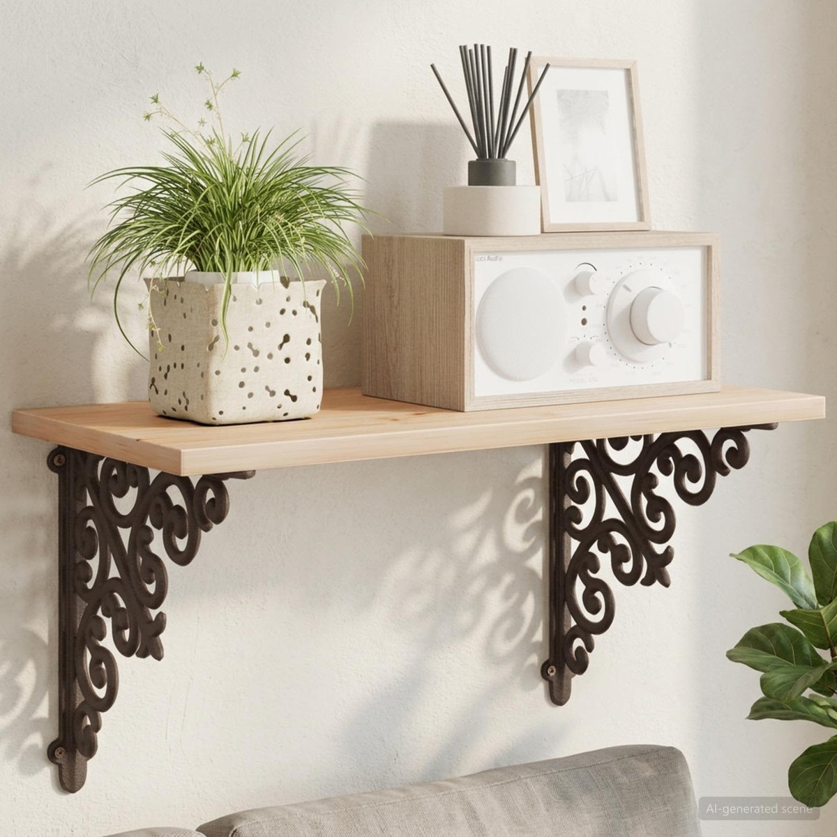Wandplank Beugels 12 st Antiek Bruin 24 x 24 x 3,5 cm Staal is nu te koop bij PeponiXL, paradijselijk wonen!