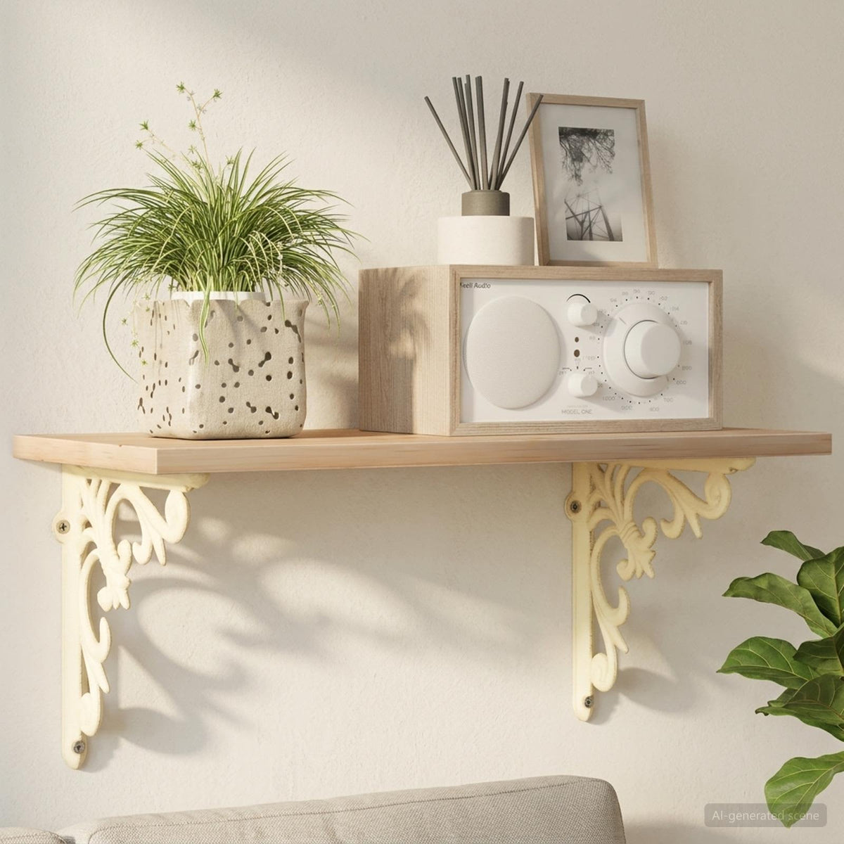 Wandplank Beugels 2 st Antiek wit 14,5 x 14,5 x 3 cm Staal is nu te koop bij PeponiXL, paradijselijk wonen!