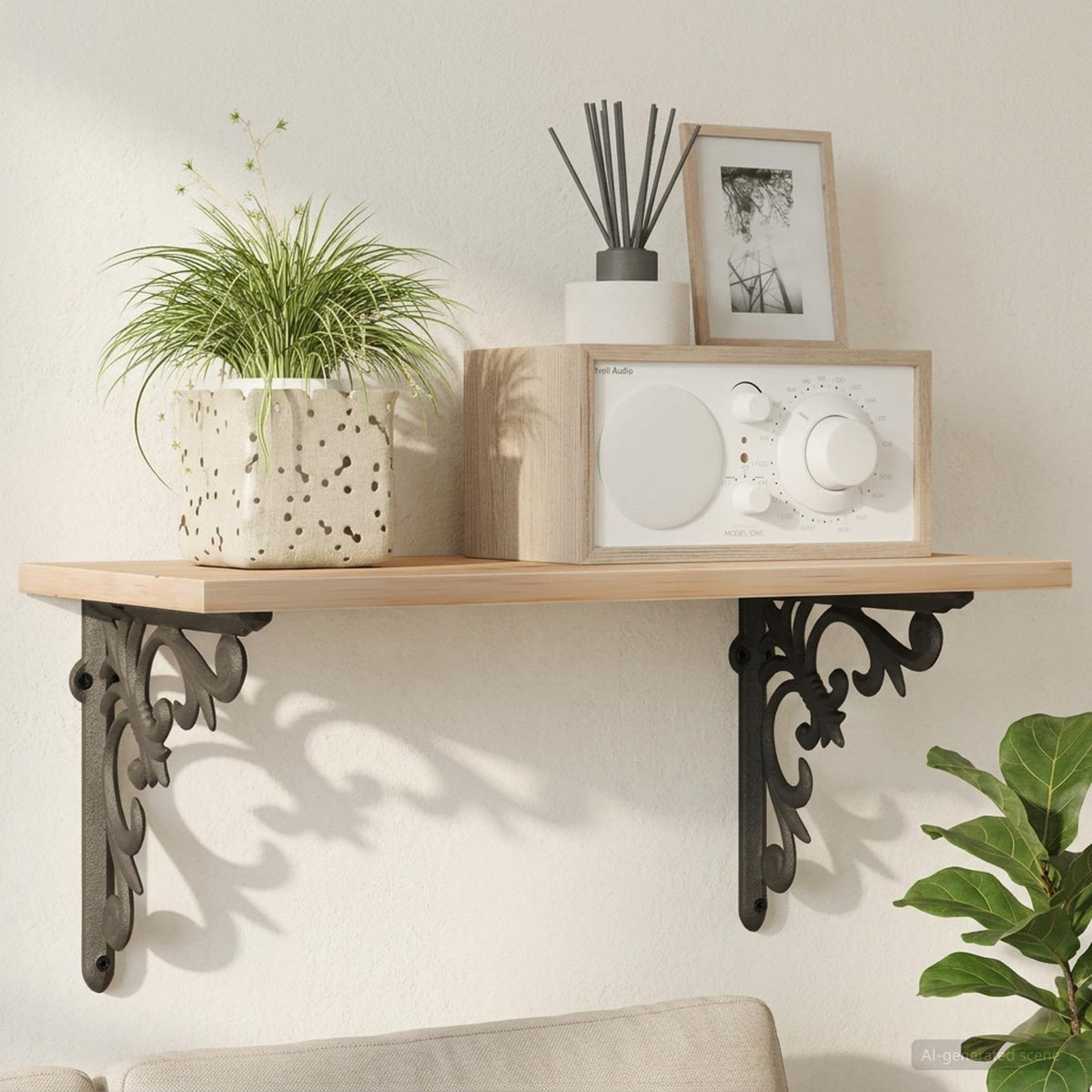 Wandplank Beugels 2 st Zwart 21.5 x 21.5 x 3.5 cm Staal is nu te koop bij PeponiXL, paradijselijk wonen!