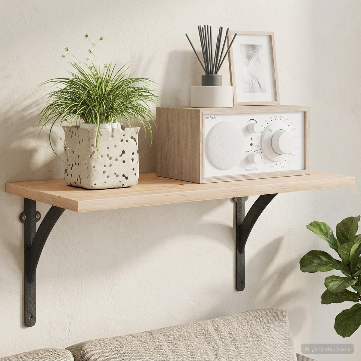 Wandplank Beugels 12 st Zwart 21 x 21 x 3,5 cm Staal is nu te koop bij PeponiXL, paradijselijk wonen!