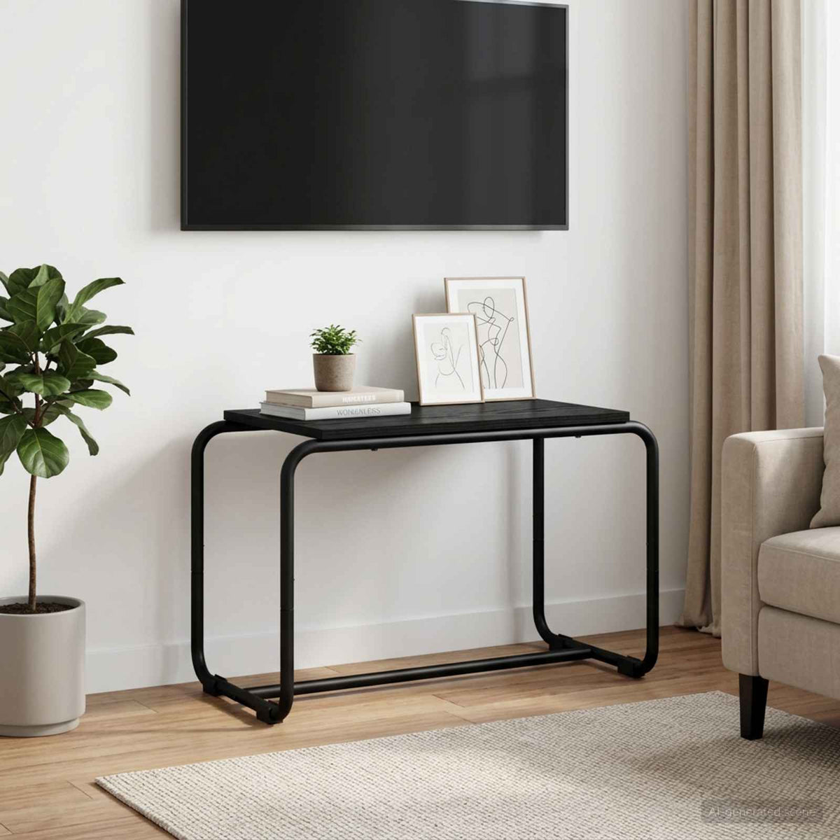 TV-standaard 60 x 35,5 x 42 cm Zwart eiken Bewerkt hout is nu te koop bij PeponiXL, paradijselijk wonen!