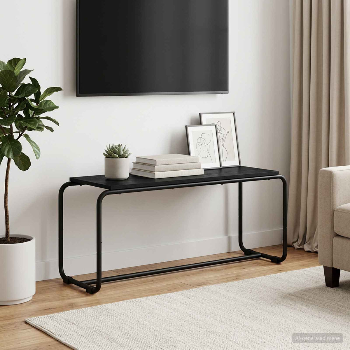 TV-standaard 98 x 35.5 x 42 cm Zwart eiken Bewerkt hout is nu te koop bij PeponiXL, paradijselijk wonen!