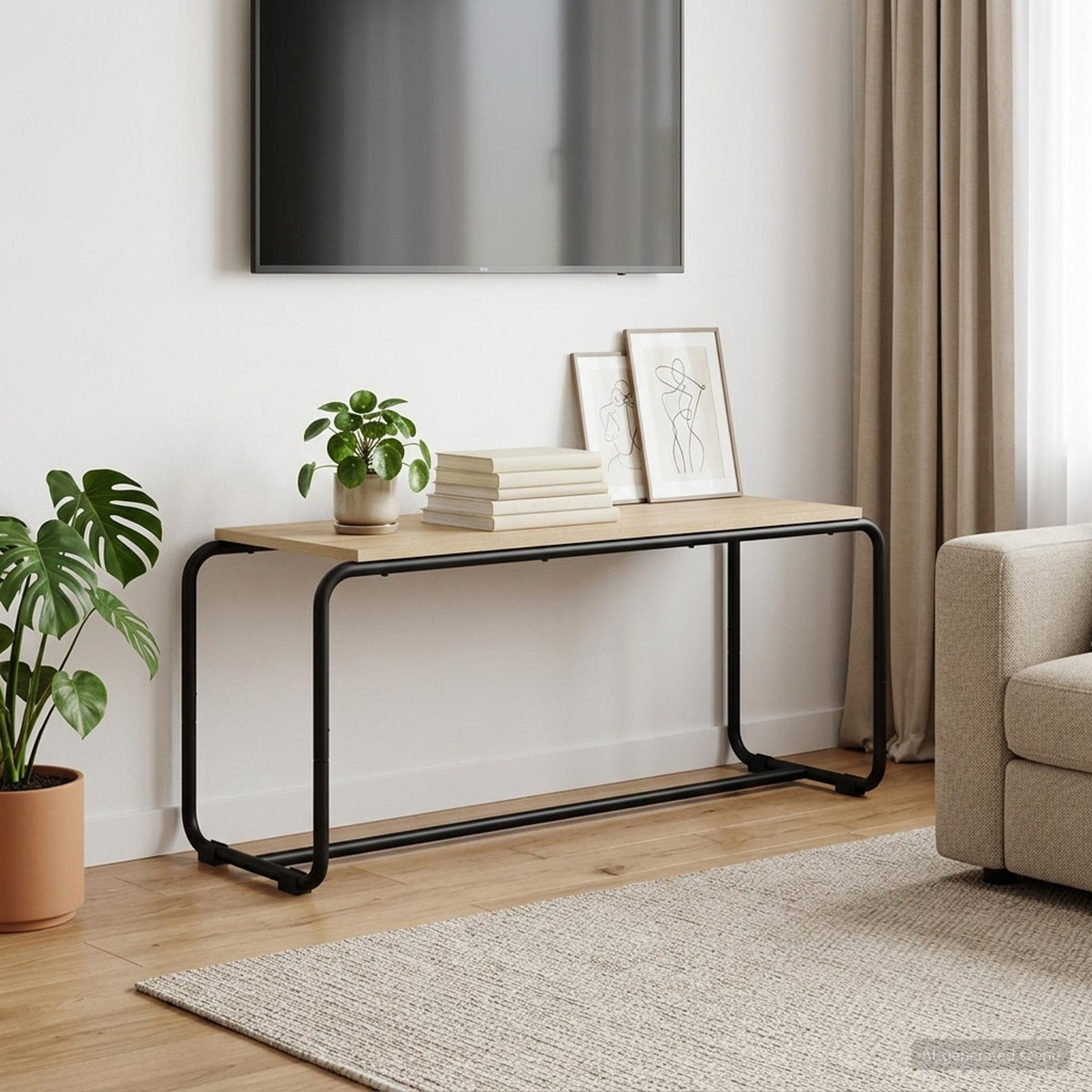 TV-standaard 98 x 35.5 x 42 cm Sonoma Eiken Bewerkt hout is nu te koop bij PeponiXL, paradijselijk wonen!