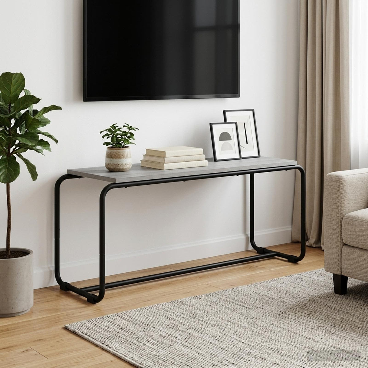 TV-standaard 98 x 35.5 x 42 cm Grijs Sonoma Bewerkt hout is nu te koop bij PeponiXL, paradijselijk wonen!