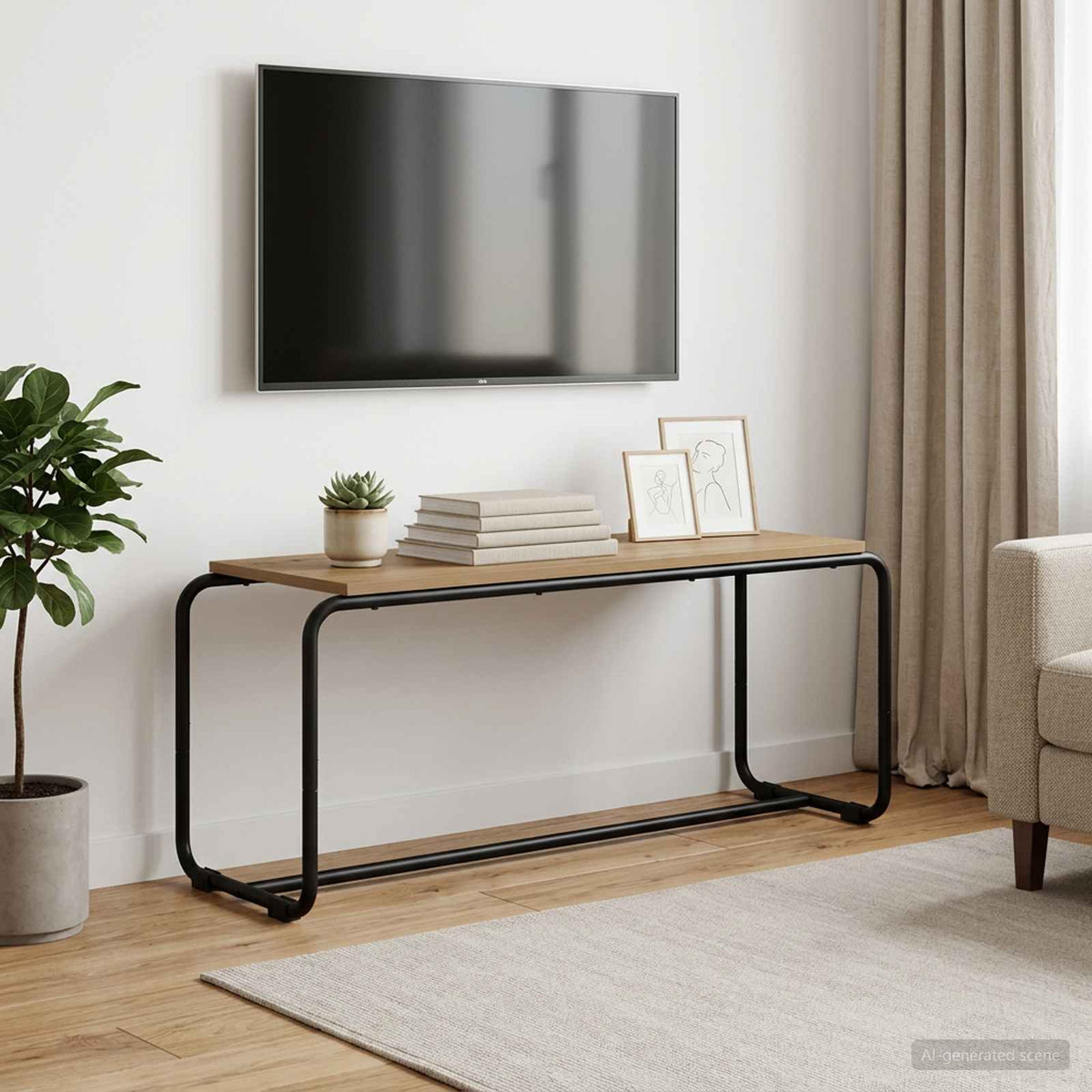 TV-standaard 98 x 35.5 x 42 cm Artisanaal eiken Bewerkt hout is nu te koop bij PeponiXL, paradijselijk wonen!