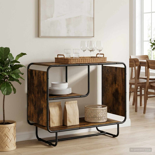 Dressoir Gerookt eiken 80 x 37.5 x 64.5 cm Bewerkt hout is nu te koop bij PeponiXL, paradijselijk wonen!