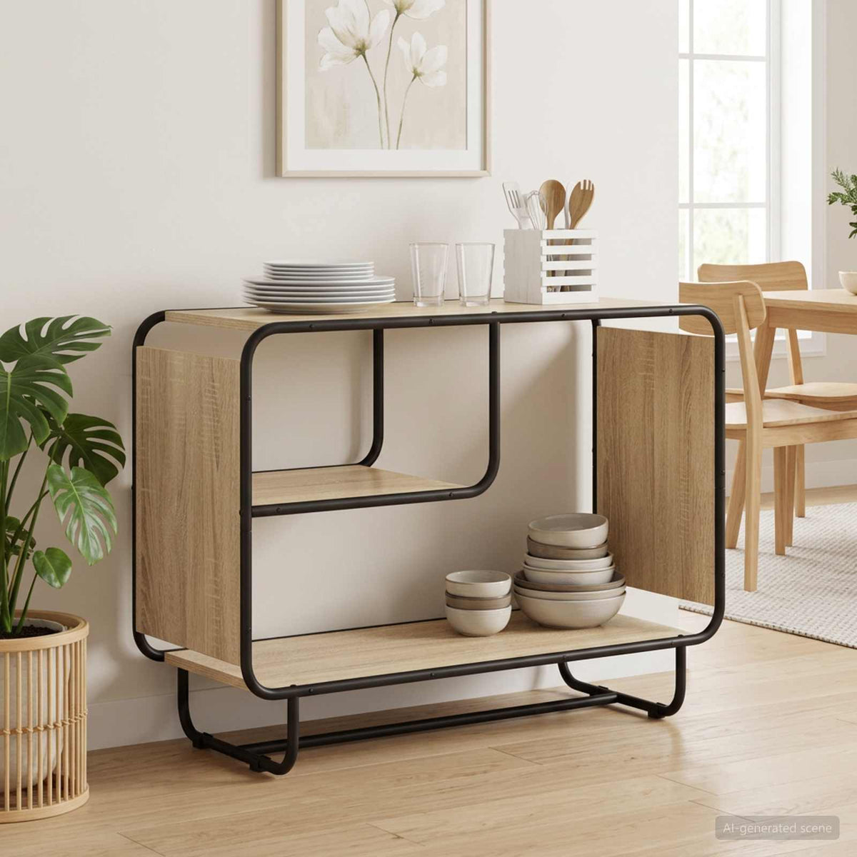 Dressoir Sonoma Eiken 93,5 x 37,5 x 64,5 cm Bewerkt hout is nu te koop bij PeponiXL, paradijselijk wonen!