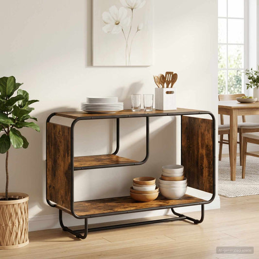 Dressoir Gerookt eiken 93,5 x 37,5 x 64,5 cm Bewerkt hout is nu te koop bij PeponiXL, paradijselijk wonen!