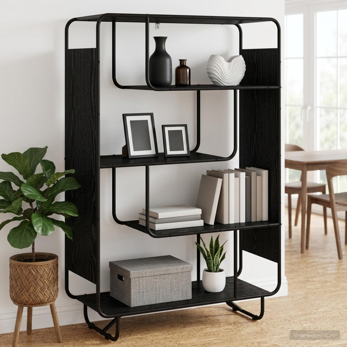 Hoge kast Zwart eiken 93.5 x 37.5 x 144 cm Bewerkt hout is nu te koop bij PeponiXL, paradijselijk wonen!