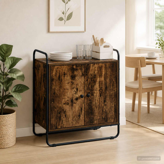 Dressoir Gerookt eiken 68 x 35 x 75 cm Bewerkt hout is nu te koop bij PeponiXL, paradijselijk wonen!