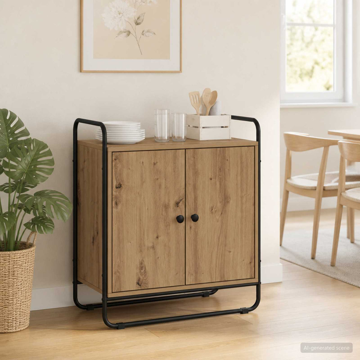 Dressoir Artisanaal eiken 68 x 35 x 75 cm Bewerkt hout is nu te koop bij PeponiXL, paradijselijk wonen!