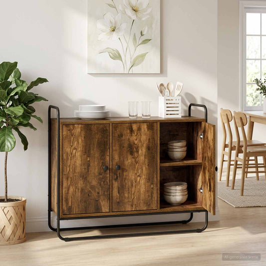 Dressoir Gerookt eiken 102 x 35 x 75 cm Bewerkt hout is nu te koop bij PeponiXL, paradijselijk wonen!