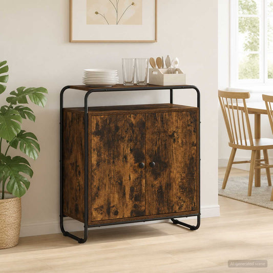 Dressoir Gerookt eiken 68 x 35 x 75 cm Bewerkt hout is nu te koop bij PeponiXL, paradijselijk wonen!