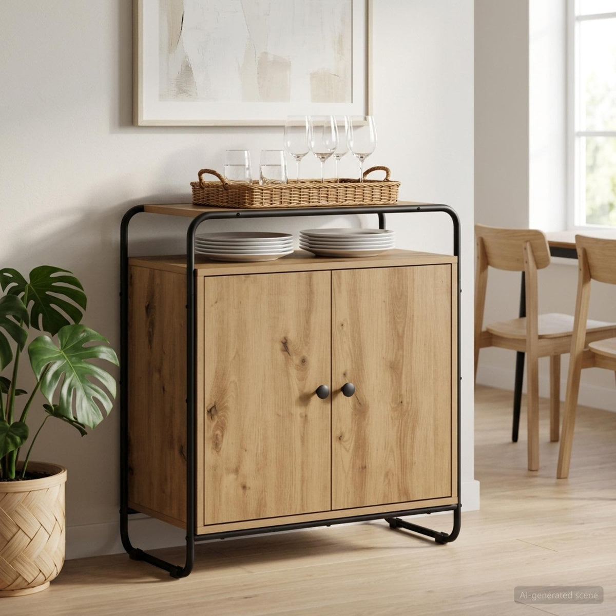 Dressoir Artisanaal eiken 68 x 35 x 75 cm Bewerkt hout is nu te koop bij PeponiXL, paradijselijk wonen!