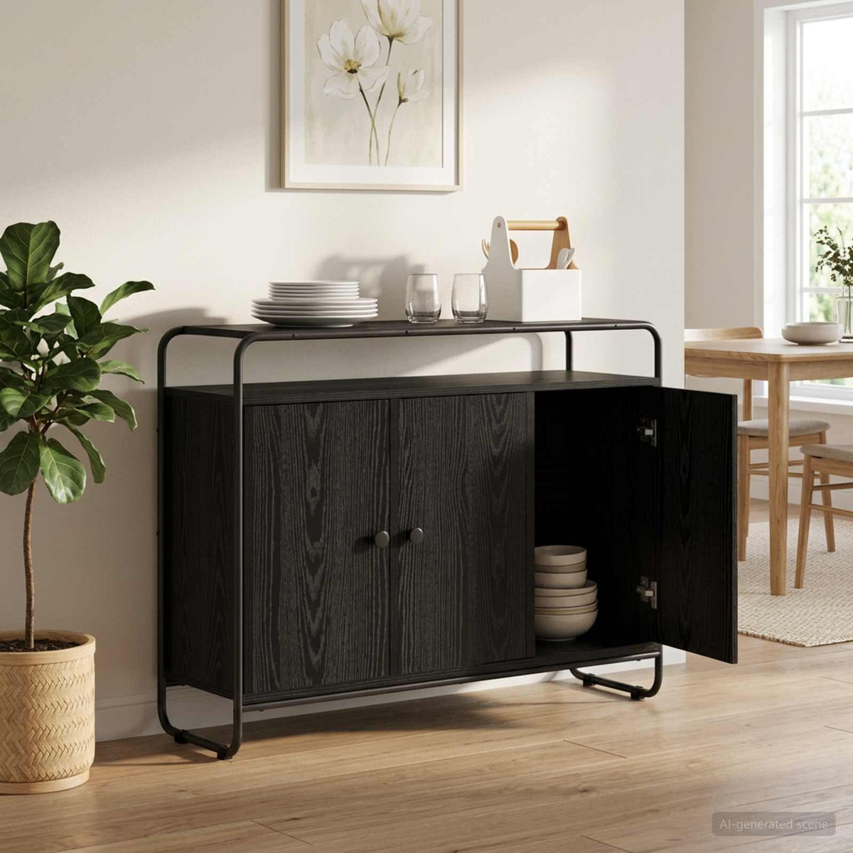 Dressoir Zwart eiken 102 x 35 x 75 cm Bewerkt hout is nu te koop bij PeponiXL, paradijselijk wonen!