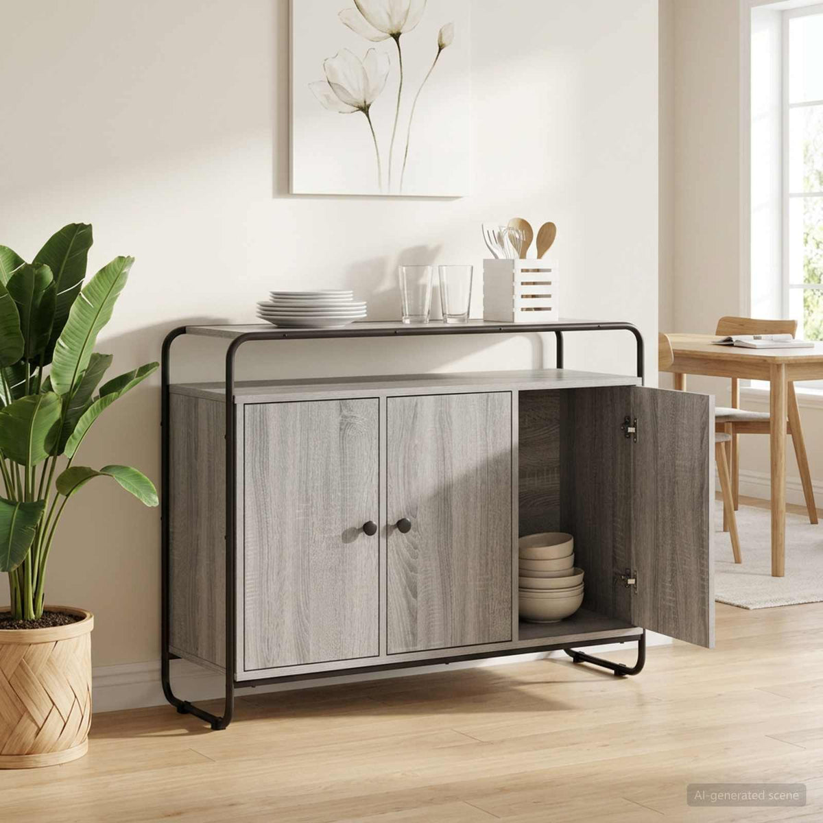 Dressoir Grijs Sonoma 102 x 35 x 75 cm Bewerkt hout is nu te koop bij PeponiXL, paradijselijk wonen!