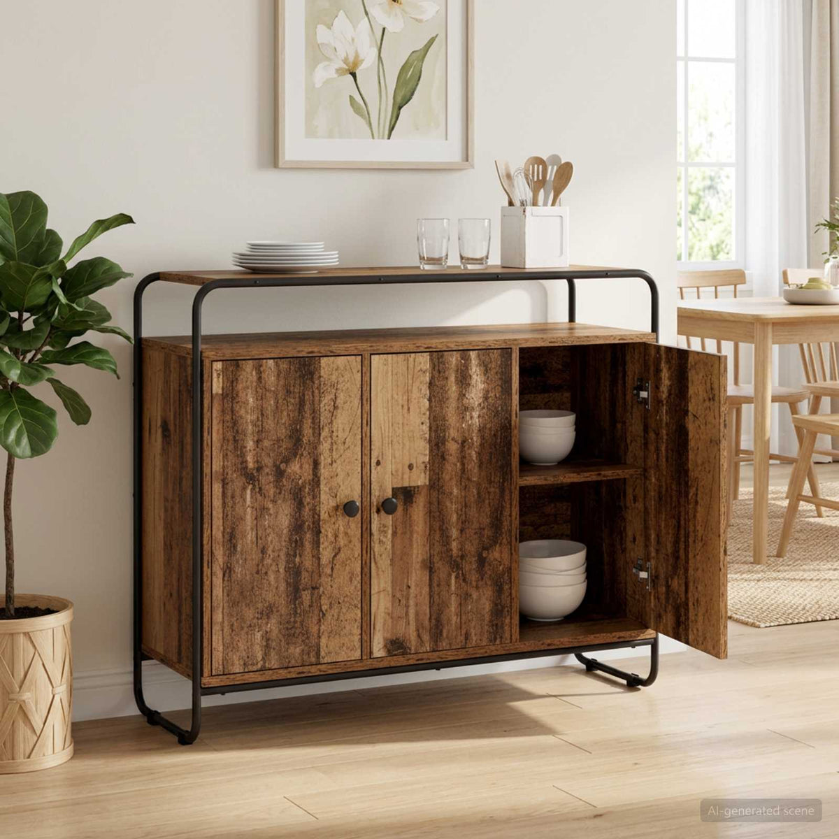 Dressoir Oud hout 102 x 35 x 75 cm Bewerkt hout is nu te koop bij PeponiXL, paradijselijk wonen!