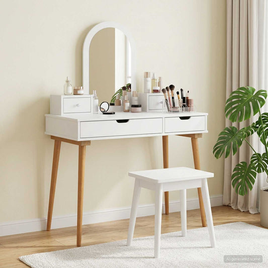 Toilettafel Set FAUSKE 4 pcs Wit 100 x 50 x 143 cm is nu te koop bij PeponiXL, paradijselijk wonen!