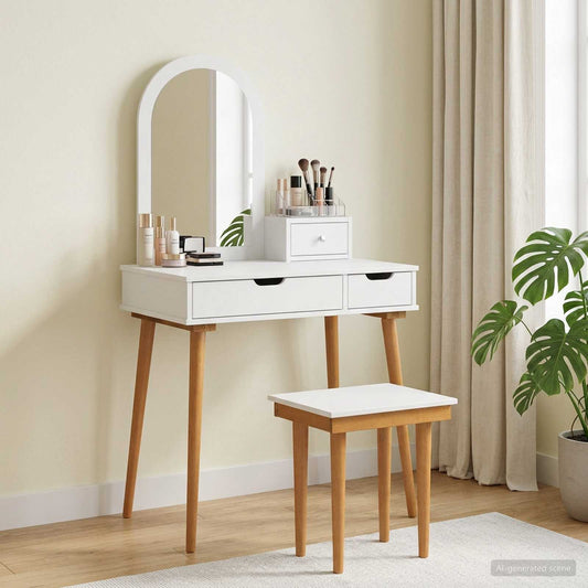 Toilettafel Set FAUSKE 4 pcs Wit 76 x 50 x 143 cm is nu te koop bij PeponiXL, paradijselijk wonen!