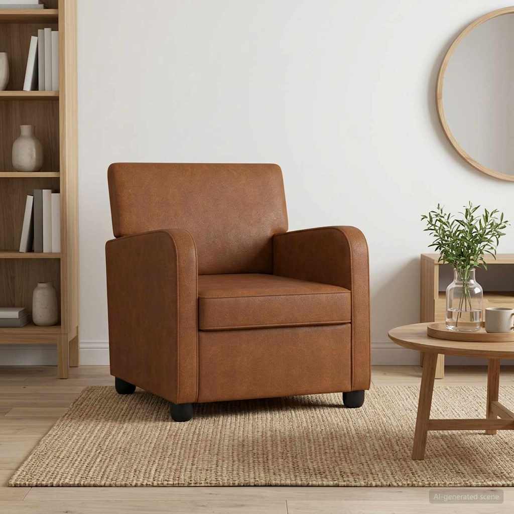 Fauteuil Antiek Bruin Kunstleer is nu te koop bij PeponiXL, paradijselijk wonen!