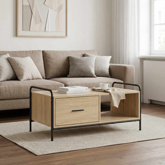 Salontafel Sonoma Eiken 90 x 49 x 41 cm Bewerkt hout is nu te koop bij PeponiXL, paradijselijk wonen!