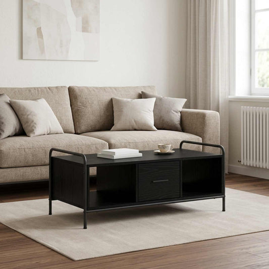 Salontafel Zwart eiken 99,5 x 49 x 41 cm Bewerkt hout is nu te koop bij PeponiXL, paradijselijk wonen!