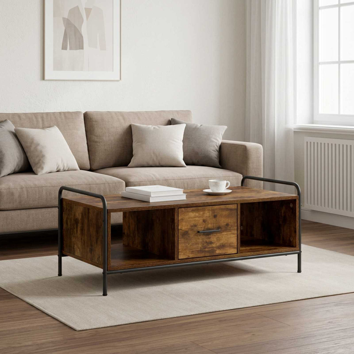Salontafel Gerookt eiken 99,5 x 49 x 41 cm Bewerkt hout is nu te koop bij PeponiXL, paradijselijk wonen!