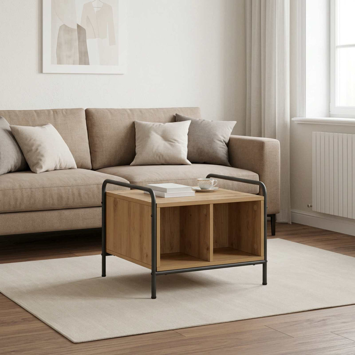 Salontafel Artisanaal eiken 50 x 49 x 41 cm Bewerkt hout is nu te koop bij PeponiXL, paradijselijk wonen!