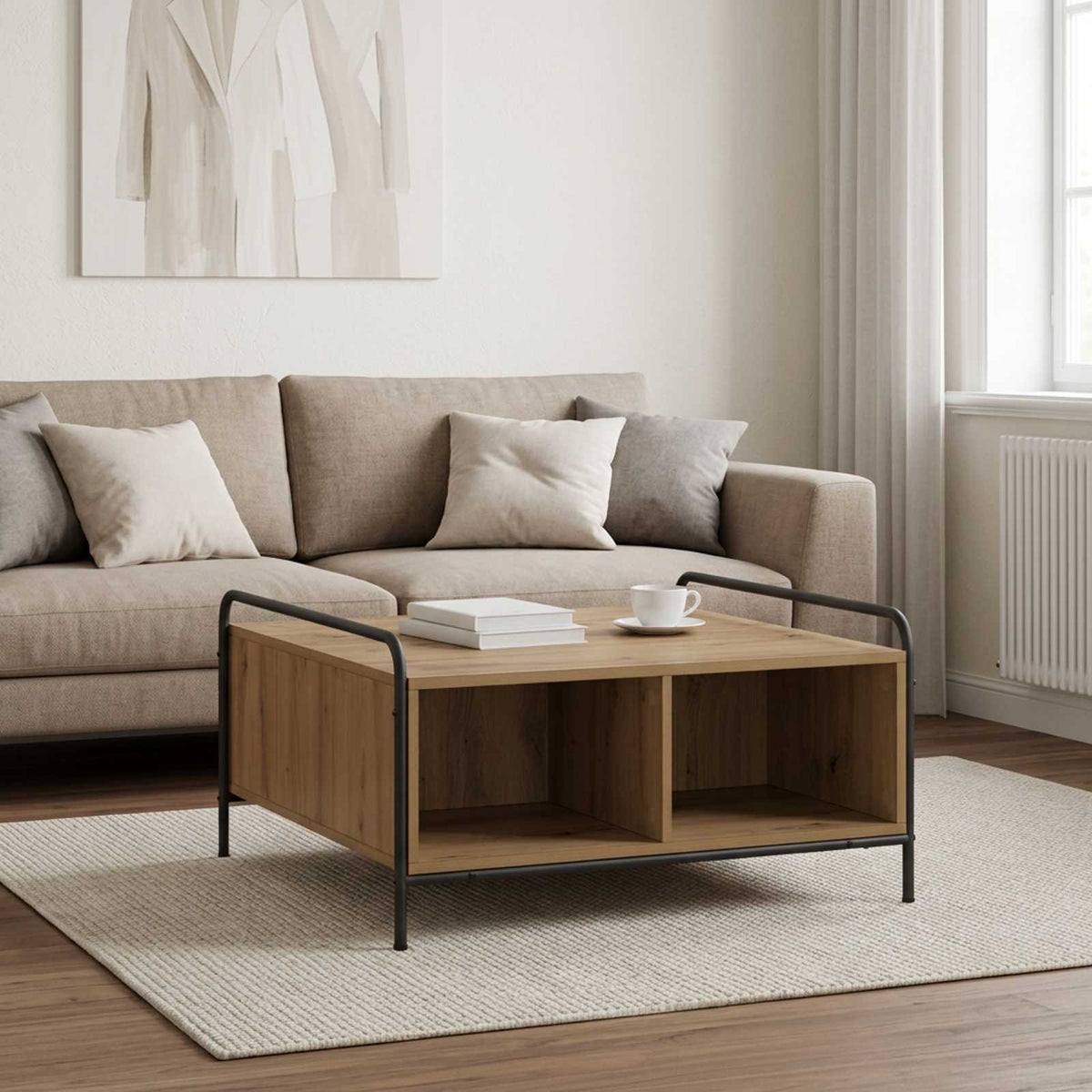 Salontafel Artisanaal eiken 50 x 49 x 41 cm Bewerkt hout is nu te koop bij PeponiXL, paradijselijk wonen!