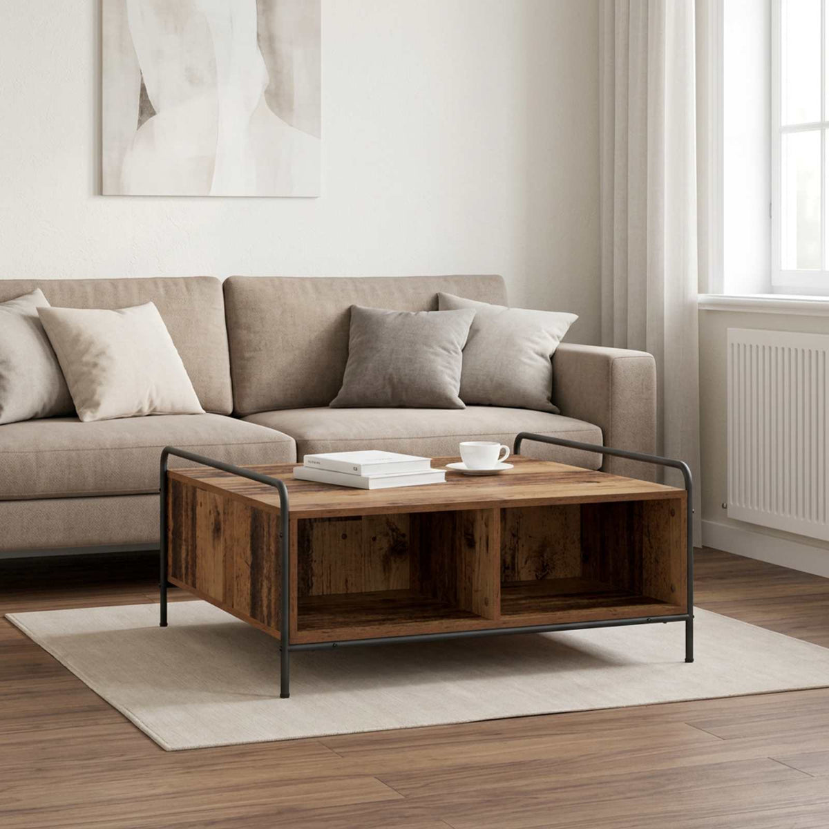 Salontafel Oud hout 90 x 90 x 41 cm Bewerkt hout is nu te koop bij PeponiXL, paradijselijk wonen!