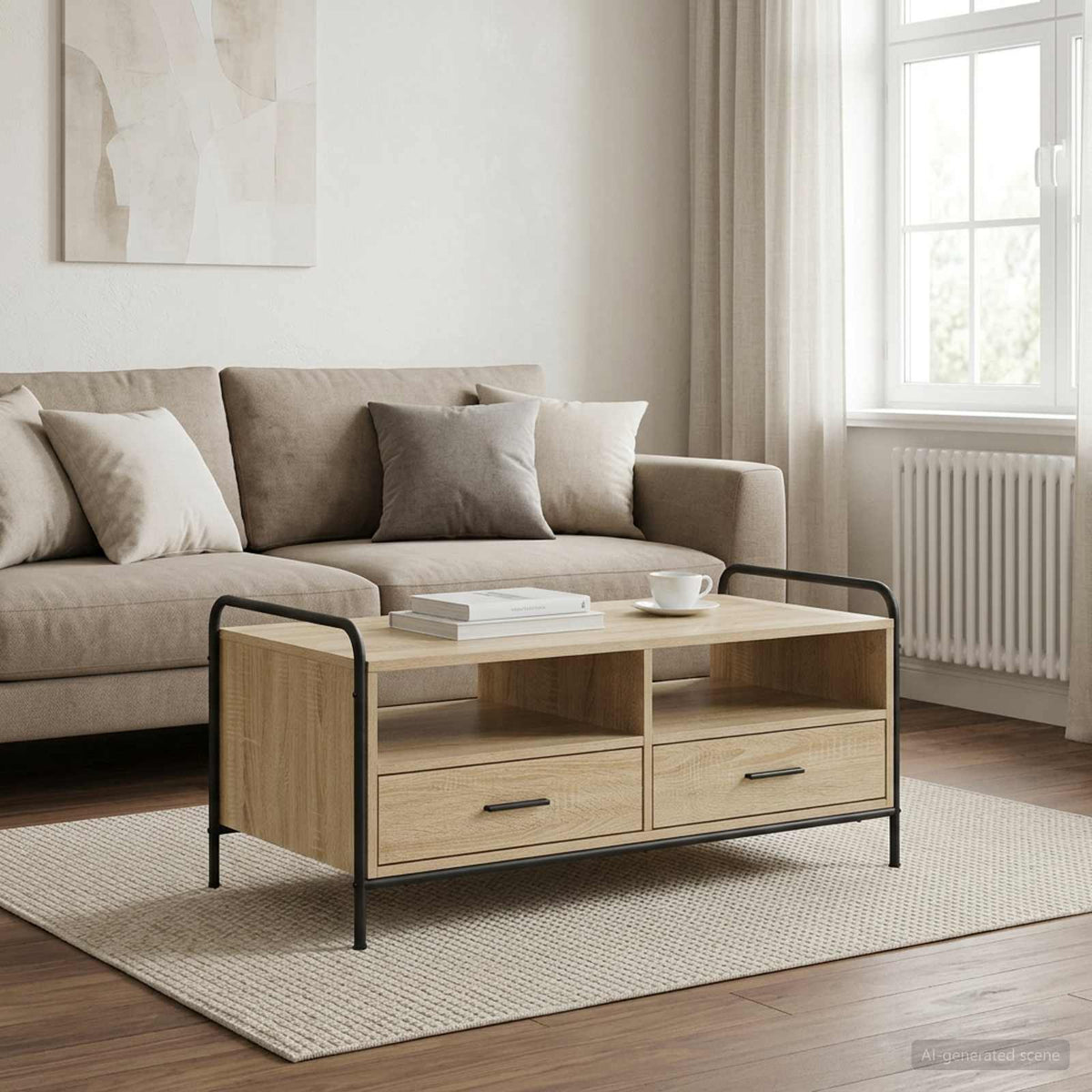 Salontafel Sonoma Eiken 99,5 x 49 x 46 cm Bewerkt hout is nu te koop bij PeponiXL, paradijselijk wonen!