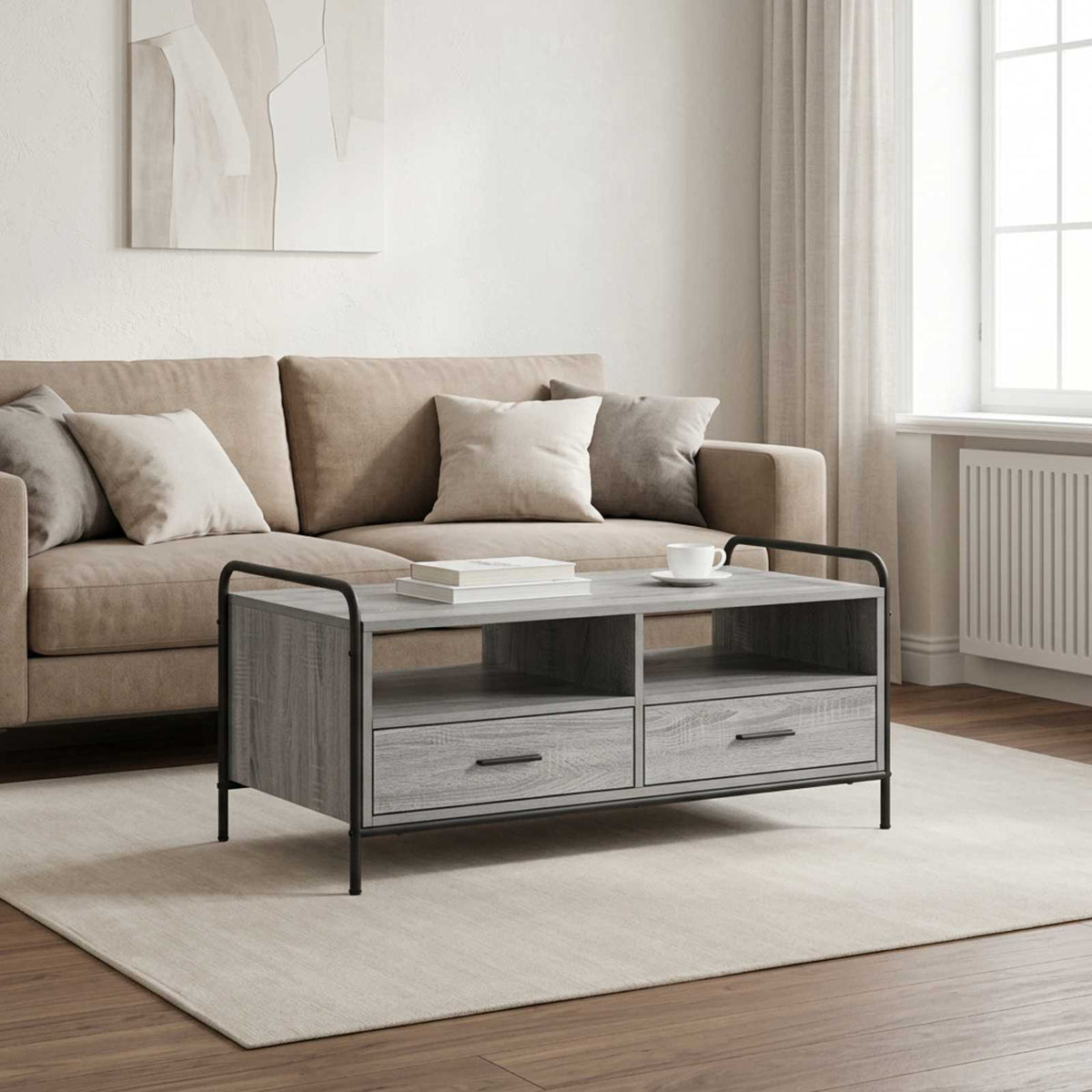 Salontafel Grijs Sonoma 99,5 x 49 x 46 cm Bewerkt hout is nu te koop bij PeponiXL, paradijselijk wonen!