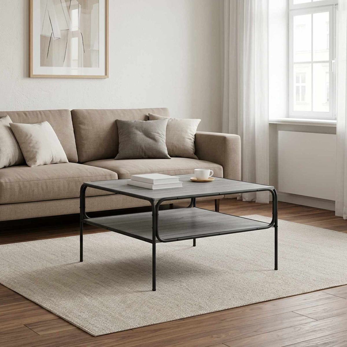 Bijzettafel Grijs Sonoma 100 x 50 x 46 cm Bewerkt hout is nu te koop bij PeponiXL, paradijselijk wonen!