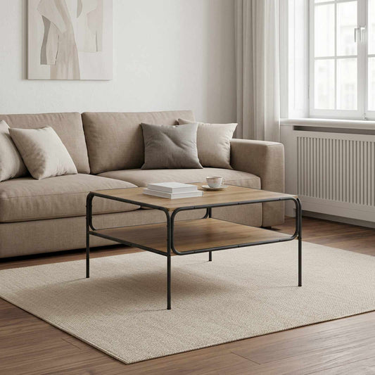 Bijzettafel Artisanaal eiken 100 x 50 x 46 cm Bewerkt hout is nu te koop bij PeponiXL, paradijselijk wonen!
