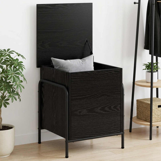 Opbergbox Zwart eiken 80 x 40 x 49,5 cm Bewerkt hout is nu te koop bij PeponiXL, paradijselijk wonen!