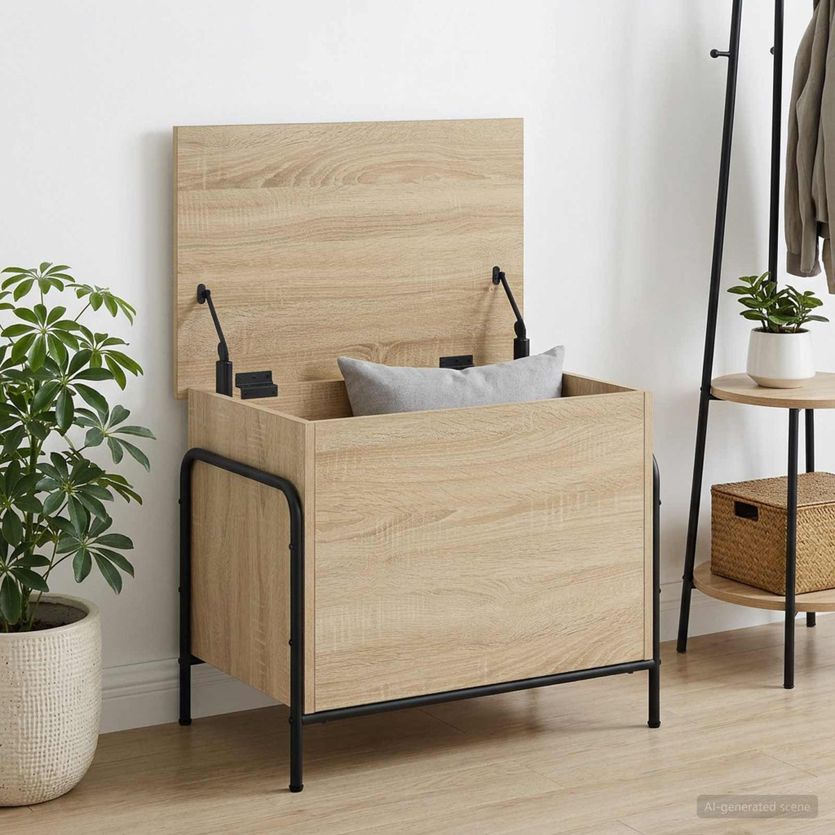 Opbergbox Sonoma Eiken 80 x 40 x 49,5 cm Bewerkt hout is nu te koop bij PeponiXL, paradijselijk wonen!